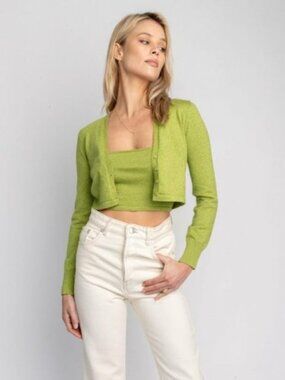 RESA Drew Cardigan and Tank Set in Lime Sprakle sz Small